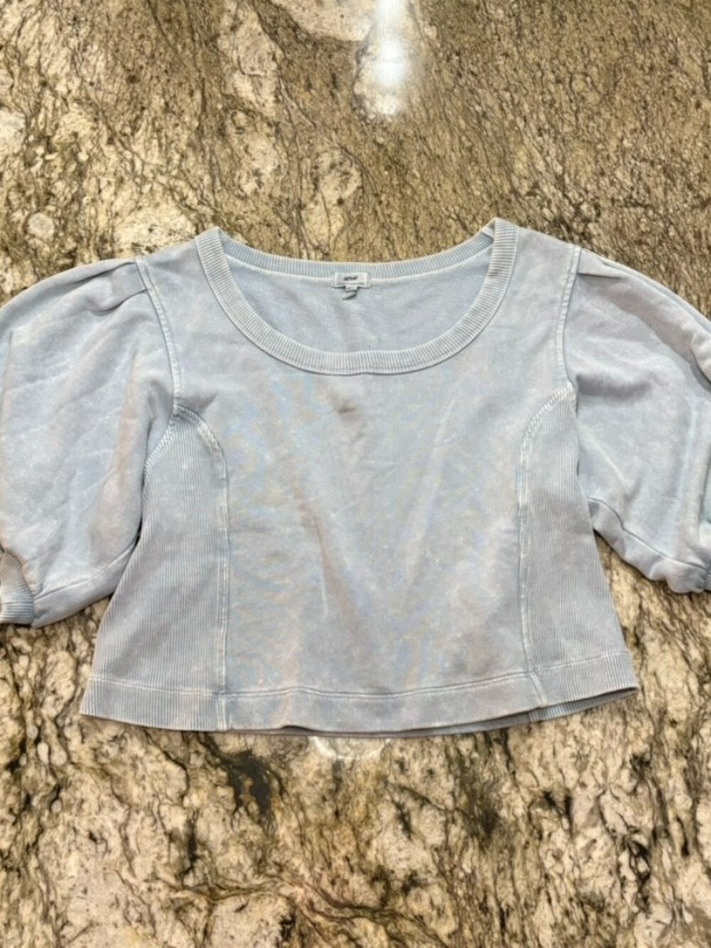 Aerie Lightweight Ribbed Short Sleeve Sweatshirt